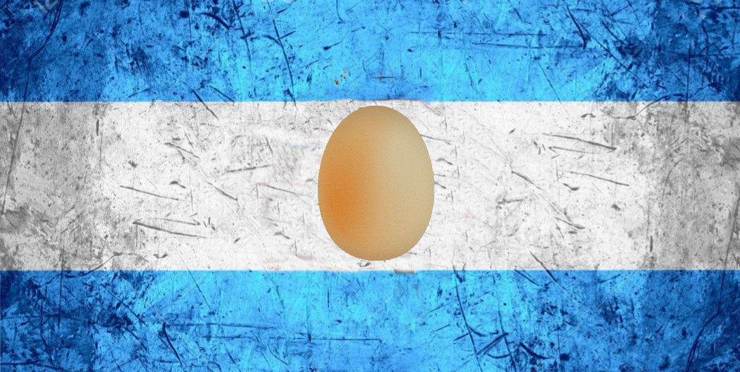 Ya nada me importa - Bandera argentina con un huevo en vez del sol.