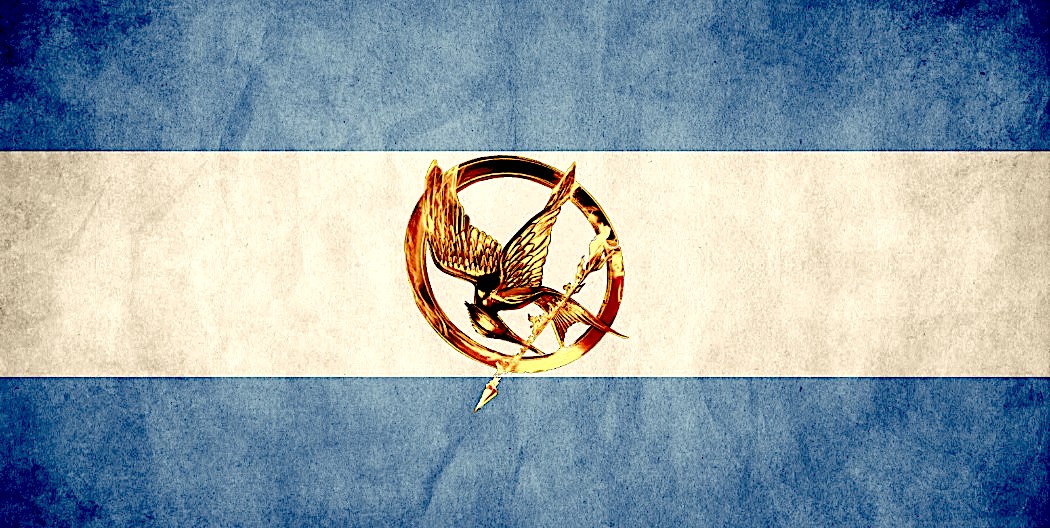 El final de la Argentina - Bandera con el logo de Sinsajo en lugar del sol.