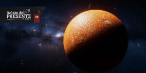 Un mundo naranja - Una imagen espacial con una naranja en lugar de un paneta.