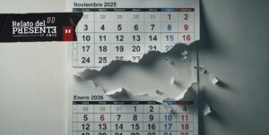 Diciembre - Imagen de calendario de pared en el que se salta del mes de noviembre al de enero siguiente.
