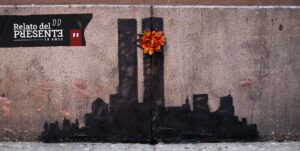 El fin de la inocencia – Intervención de Banksy sobre el 11 de septiembre de 2001.